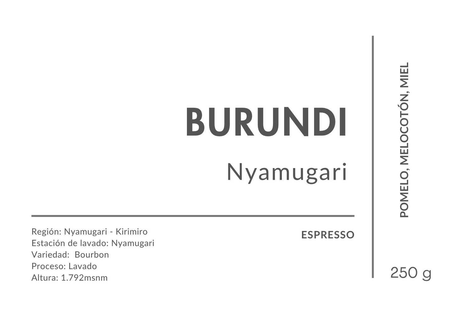 Burundi Nyamugari Lavado -Espresso-