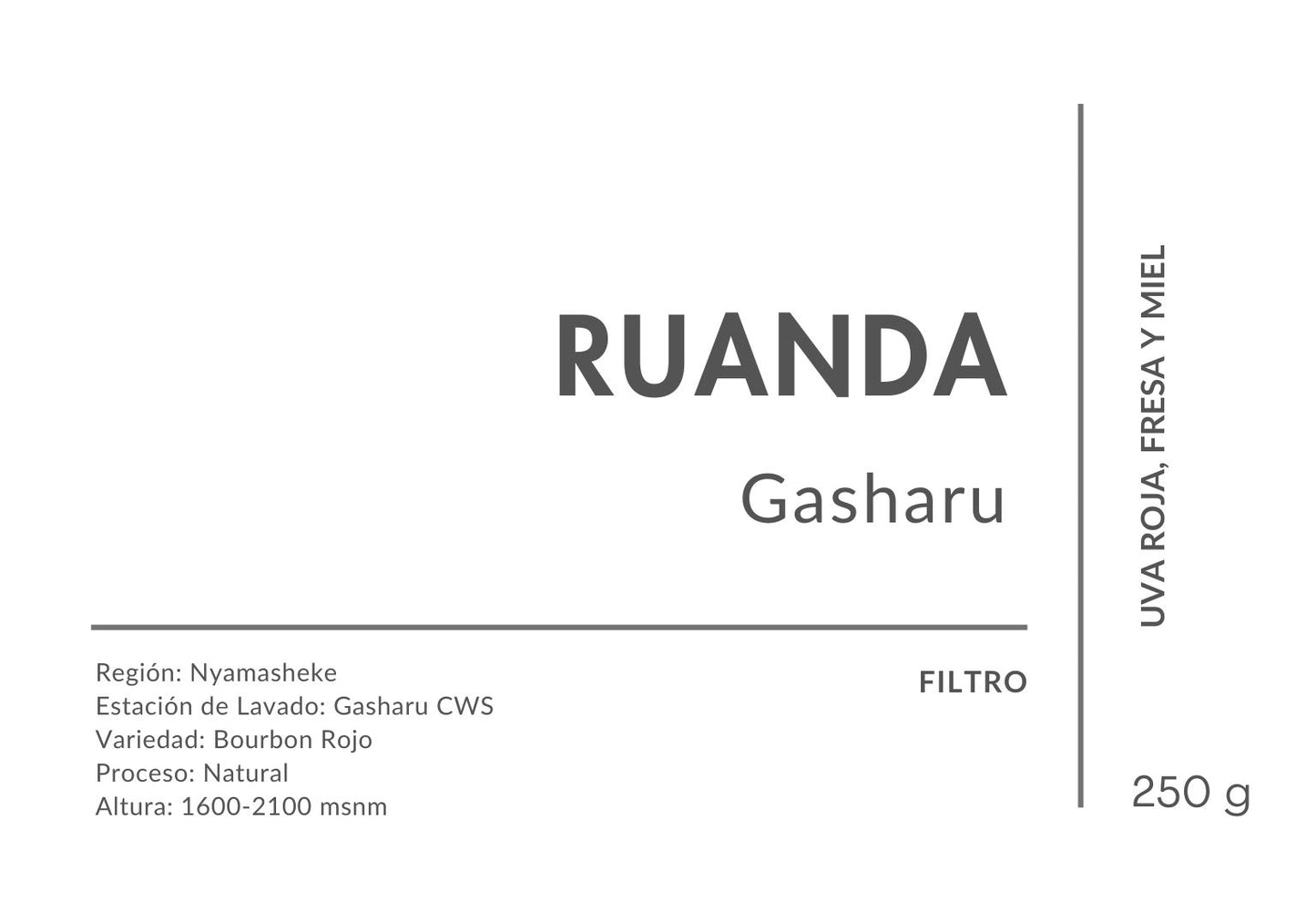 Ruanda Gasharu Natural - Filtro