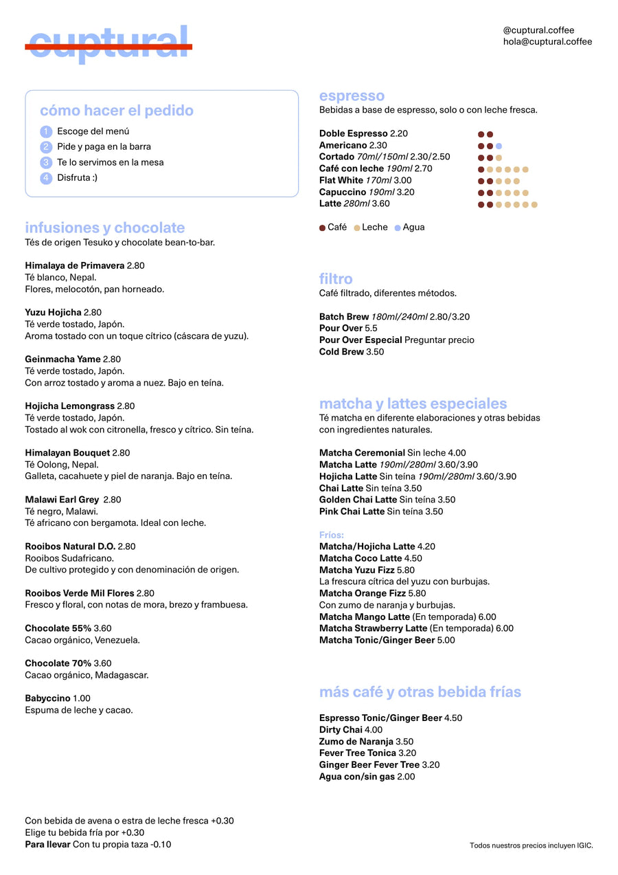 Carta bebidas