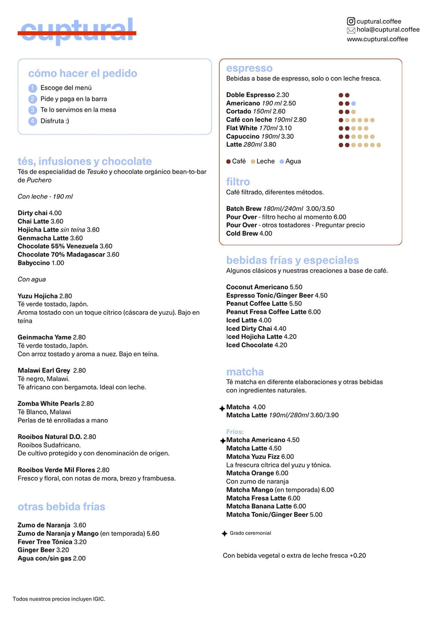 Carta bebidas